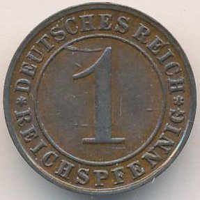 Веймарская республика 1 рейхспфенниг 1930 год (D)