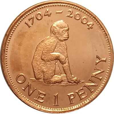 Гибралтар 1 пенни 2004 год - 300 лет захвату Гибралтара UNC