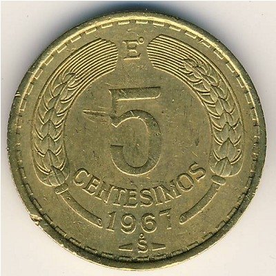 Чили 5 сентесимо 1967 год