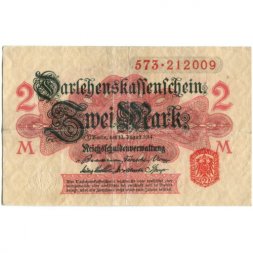 Германия 2 марки 1914 год - красная печать - F+