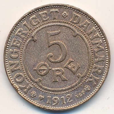 Дания 5 эре 1912 год