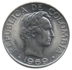 Колумбия 50 сентаво 1969 год - Франсиско Сантандер