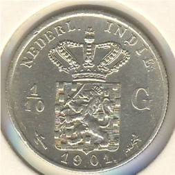 Монета Нидерландская Индия 1/10 гульдена 1901 год