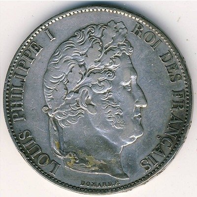 Франция 5 франков 1847 год