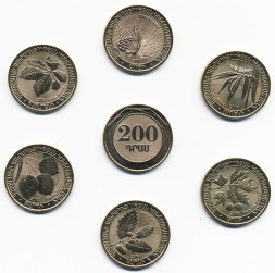 Набор из 6 монет Армения 200 драм 2014 год - Деревья Армении