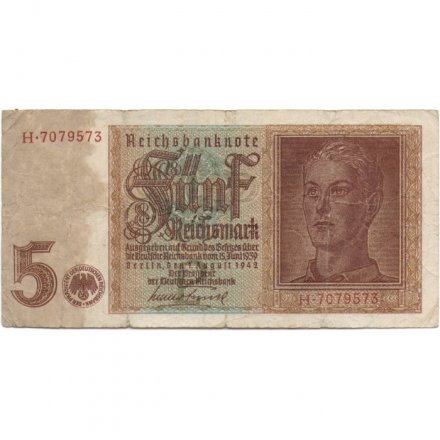 Третий Рейх (Германия) 5 марок 1939-1942 год - VG