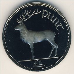 Ирландия 1 фунт 1990 год - Благородный олень (Cervus elephus) (Proof)