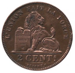 Бельгия 2 сантима 1914 год DES BELGES
