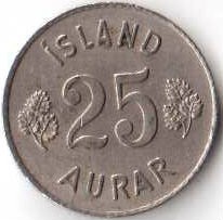 Исландия 25 эйре 1959 год