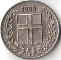 Исландия 25 эйре 1959 год