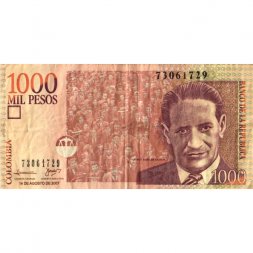 Колумбия 1000 песо 2007 год - Хорхе Эльесер Гайтан - VF-