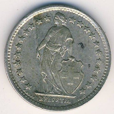 Швейцария 1/2 франка 1958 год
