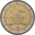 Сан-Марино 2 евро 2024 год - 50 лет Декларации гражданских прав и основополагающих принципов правовой системы