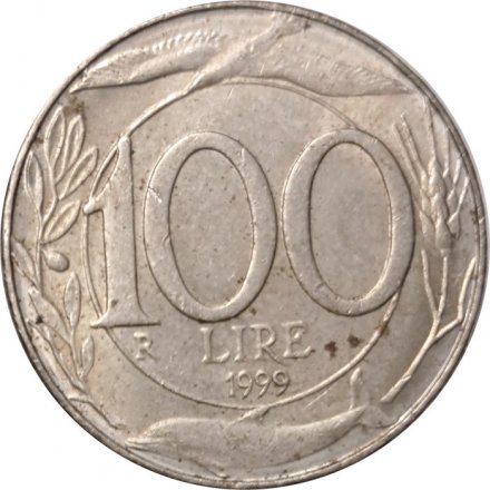 Италия 100 лир 1999 год - Флора и фауна