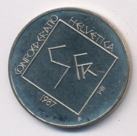 Швейцария 5 франков 1987 год - Ле Корбюзье