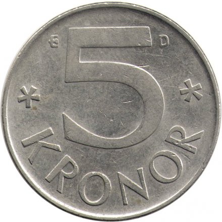 Швеция 5 крон 1991 год (D)