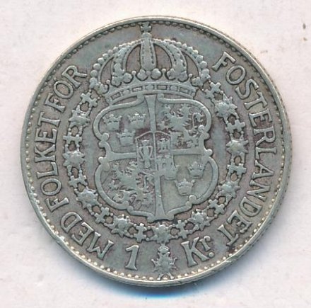Швеция 1 крона 1938 год