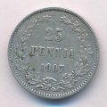 Финляндия 25 пенни 1907 год VF+