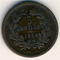 Люксембург 5 сантимов 1854 год