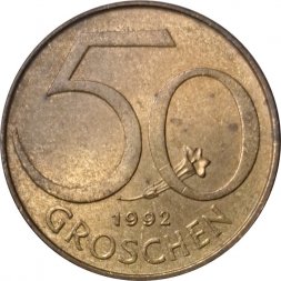 Австрия 50 грошей 1992 год