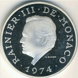 Монако 100 франков 1974 год