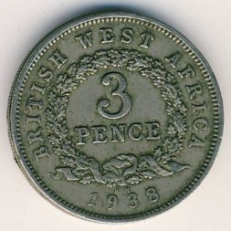 Британская Западная Африка 3 пенса 1938 год