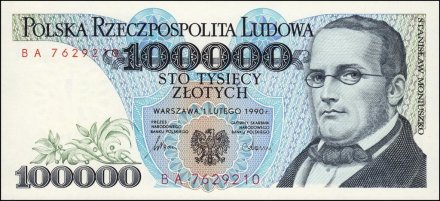 Польша 100000 злотых 1990 год - Станислав Монюшко. Великий театр - UNC