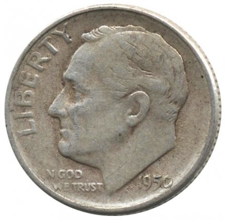 США 1 дайм (10 центов) 1950 год - Рузвельт (S)