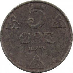 Норвегия 5 эре 1941 год - Герб (железо)