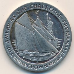 Остров Мэн 1 крона 1987 год - Регата Кубок Америки. Фримантл 1987