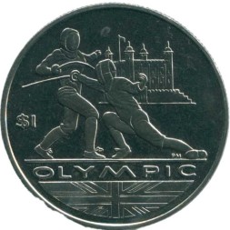 Виргинские острова 1 доллар 2012 год - XXX летние Олимпийские Игры - Фехтование