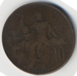 Франция 10 сантимов 1902 год