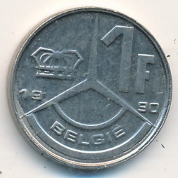 Бельгия 1 франк 1990 год BELGIE