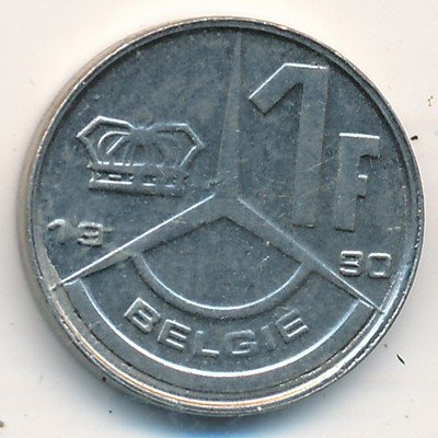 Бельгия 1 франк 1990 год BELGIE