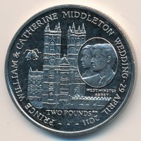 Монета Остров Вознесения 2 фунта 2011 год - Вестминстерское аббатство