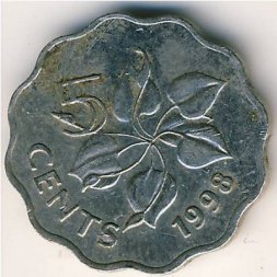 Свазиленд 5 центов 1998 год