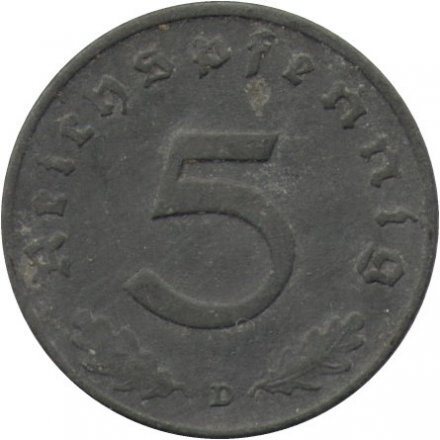 Третий Рейх 5 рейхспфеннигов 1944 год (D)