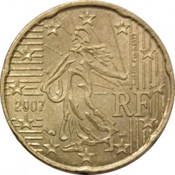 Франция 20 евроцентов 2007 год - Девушка-сеятель
