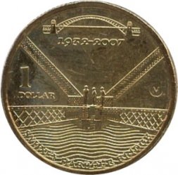 Австралия 1 доллар 2007 год - 75 лет мосту Харбор-Бридж в Сиднее - М