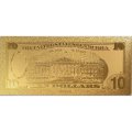 Сувенирная банкнота США 10 долларов (золотые) - UNC
