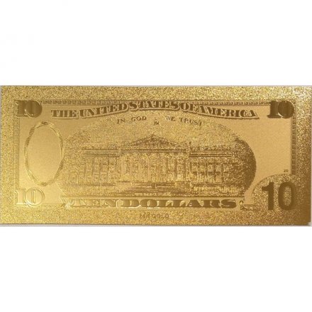 Сувенирная банкнота США 10 долларов (золотые) - UNC