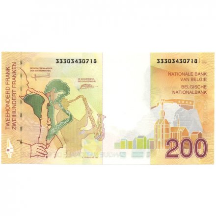 Бельгия 200 франков 1995 год - Адольф Сакс UNC