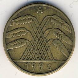 Веймарская республика 10 рейхспфеннигов 1926 год (A)