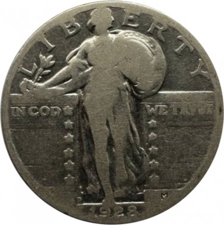 США 25 центов (1/4 доллара) 1928 год (D)