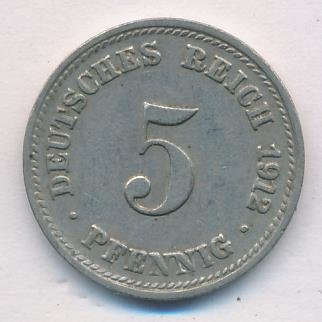 Германия 5 пфеннигов 1912 год (D)