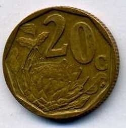 Монета ЮАР 20 центов 2006 год