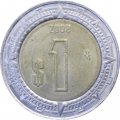 Мексика 1 песо 2008 год - Хохлатый сокол