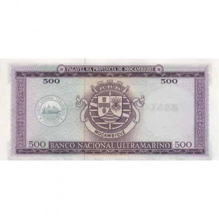 Мозамбик 500 эскудо 1967 год - Аугусто Кальдас Ксавье. Логотип (надпечатка) UNC