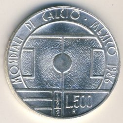 Сан-Марино 500 лир 1986 год - ЧМ по футболу 1986 года в Мексике