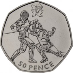 Великобритания 50 пенсов 2011 год - Фехтование